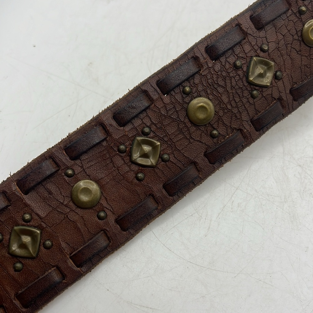 Lucky Brand Womens Belt Brown Leather Size XS Studded - Picture 8 of 9
